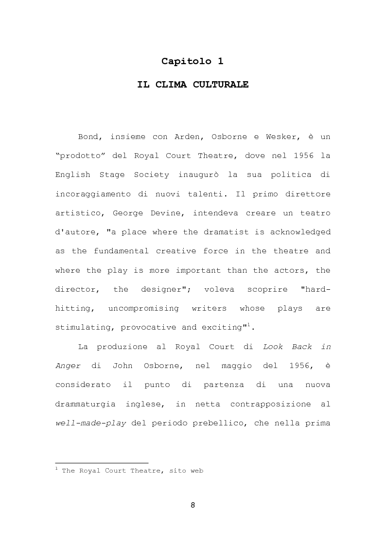 Anteprima della tesi: La più recente produzione teatrale di Edward Bond, Pagina 8