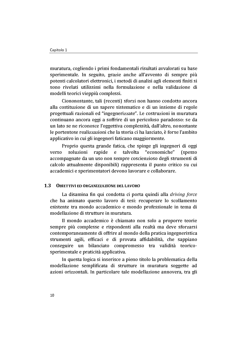 Anteprima della tesi: Analisi non lineare di pareti murarie sotto azioni orizzontali: modellazione a telaio Equivalente, Pagina 11