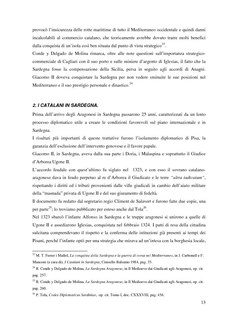 Anteprima della tesi: Dalla pace alla battaglia di Sanluri (1355-1409). Fonti documentarie e cronachistiche, Pagina 12