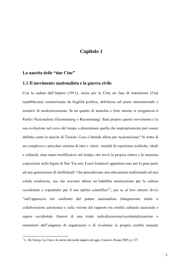 Anteprima della tesi: Taiwan: indipendenza o unificazione con la Cina. Una questione ancora irrisolta., Pagina 4