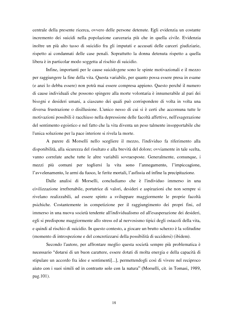Anteprima della tesi: Il suicidio in carcere: analisi di alcuni istituti penitenziari sardi, Pagina 15