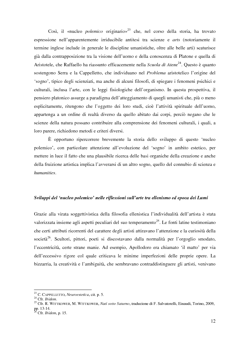 Anteprima della tesi: Il corpo dell'arte. Aspetti e problemi di Neuroestetica, Pagina 10