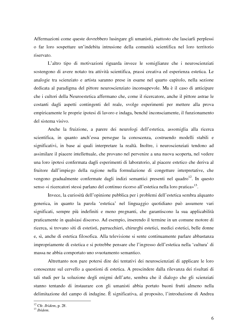 Anteprima della tesi: Il corpo dell'arte. Aspetti e problemi di Neuroestetica, Pagina 4