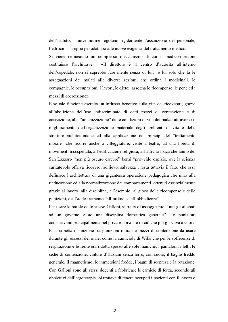 Anteprima della tesi: Per la storia della psichiatria: istituzionalizzazione e dibattito scientifico, Pagina 12