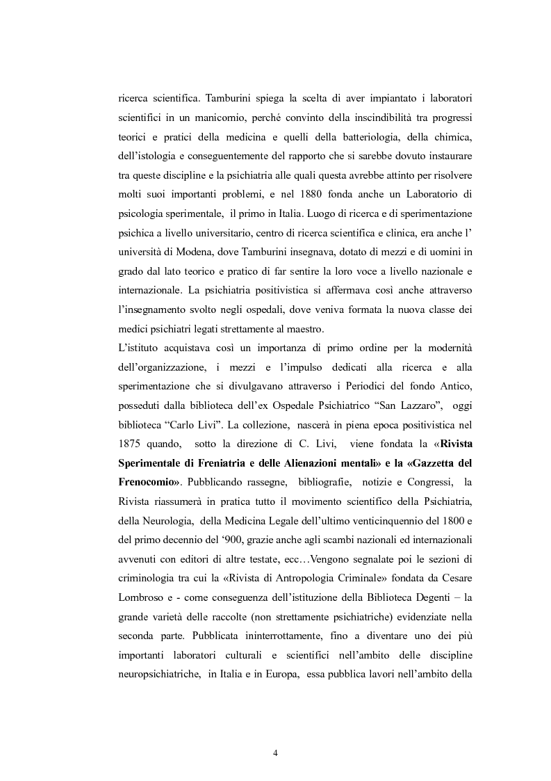 Anteprima della tesi: Per la storia della psichiatria: istituzionalizzazione e dibattito scientifico, Pagina 3