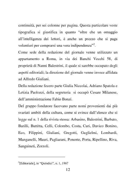 Anteprima della tesi: La rivista Quindici, storia e progetto letterario, Pagina 11