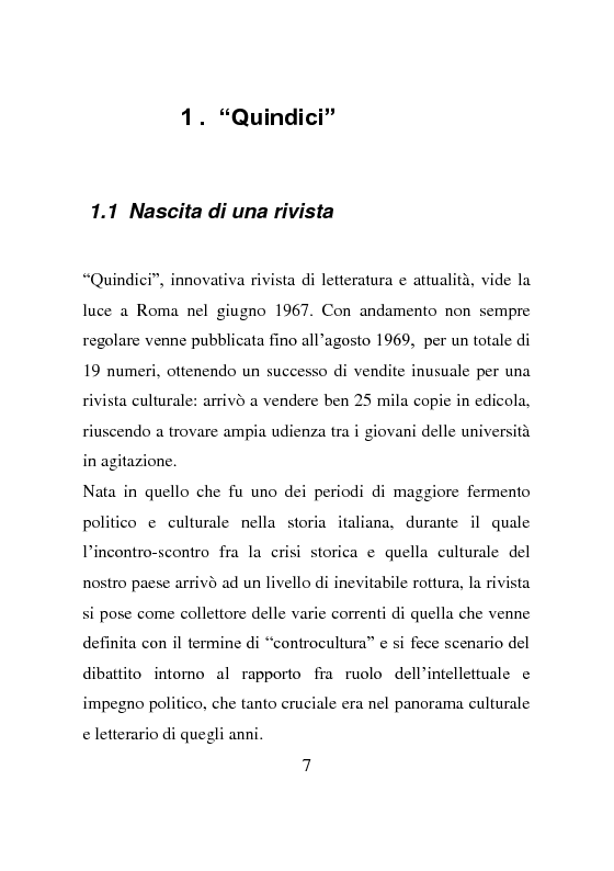 Anteprima della tesi: La rivista Quindici, storia e progetto letterario, Pagina 6