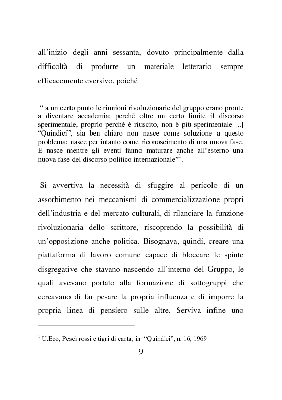 Anteprima della tesi: La rivista Quindici, storia e progetto letterario, Pagina 8