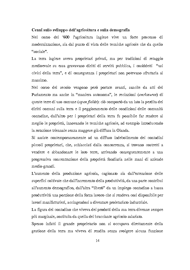 Anteprima della tesi: La Rivoluzione Industriale inglese. Variabili economiche e dibattito storiografico, Pagina 10