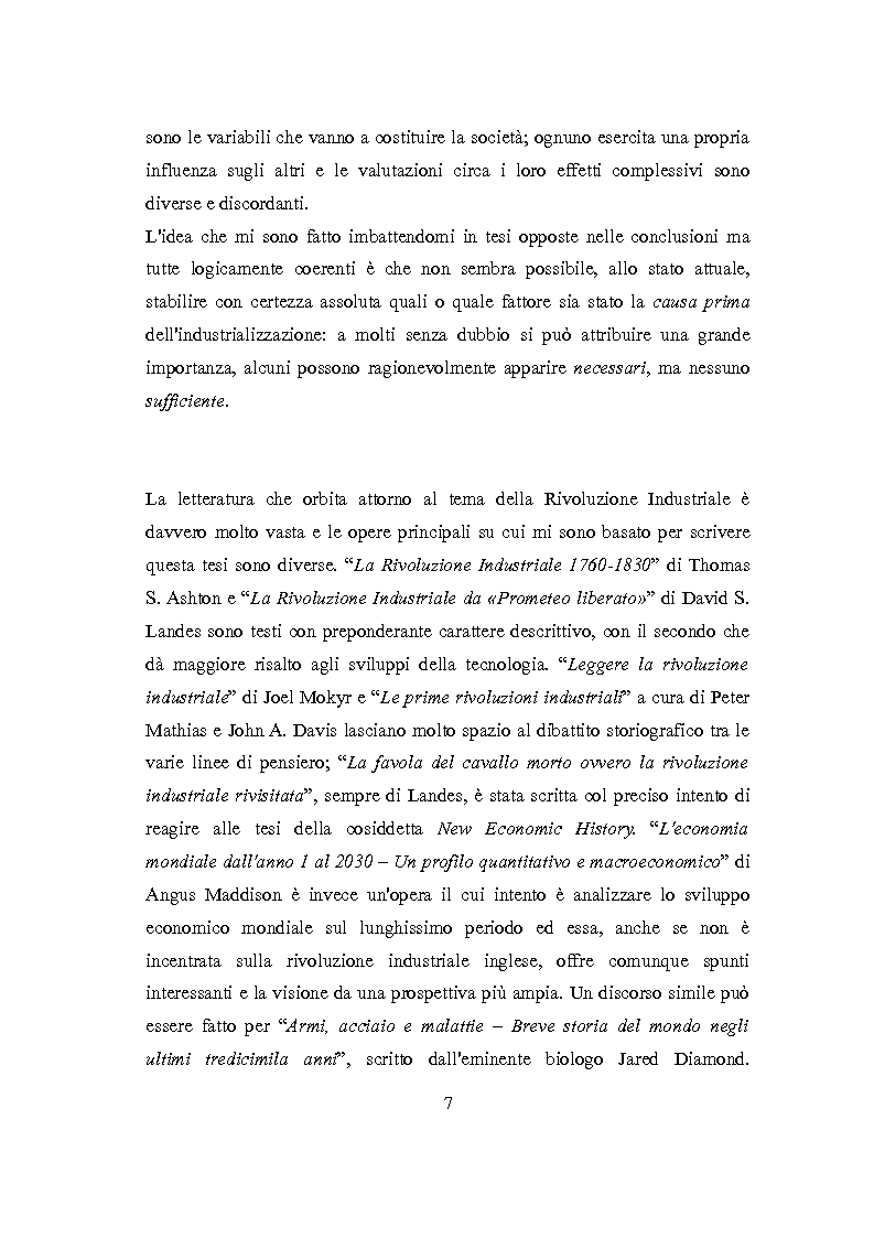 Anteprima della tesi: La Rivoluzione Industriale inglese. Variabili economiche e dibattito storiografico, Pagina 3