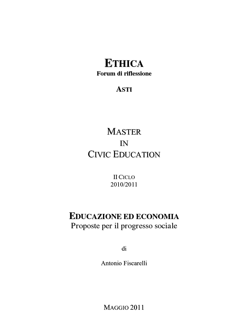 Anteprima della tesi: Educazione ed economia. Proposte per il progresso sociale, Pagina 1
