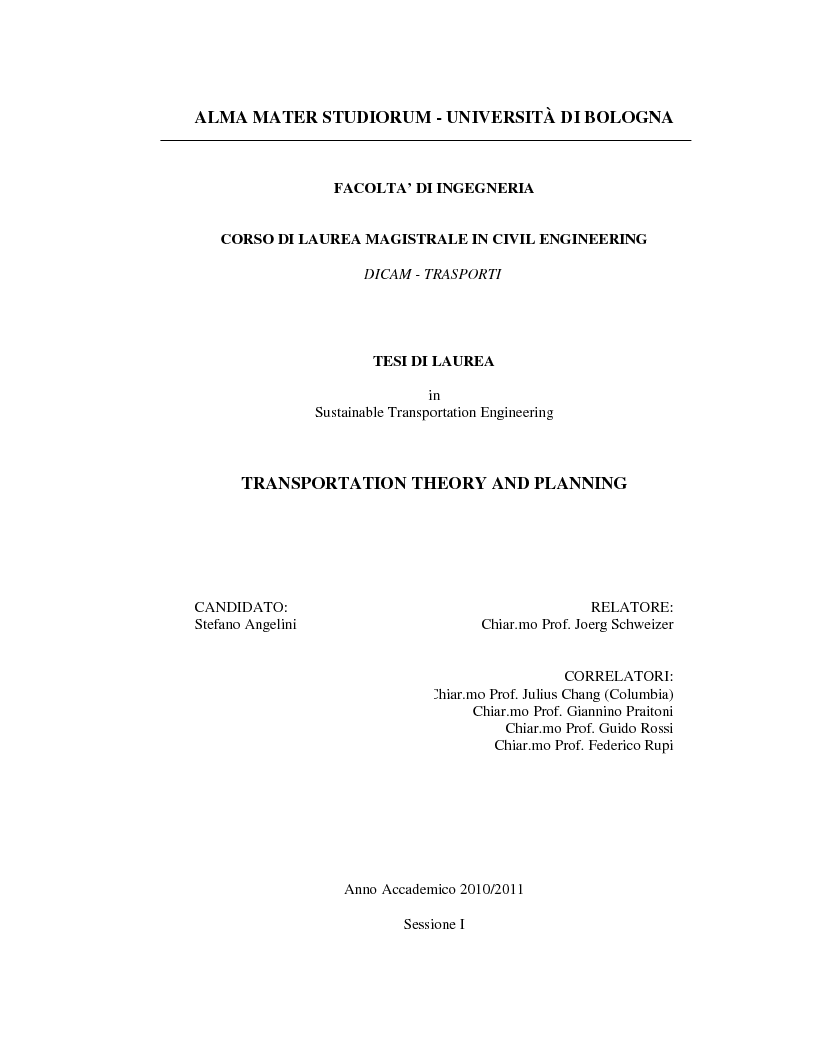 Anteprima della tesi: Transportation Theory and Planning, Pagina 1