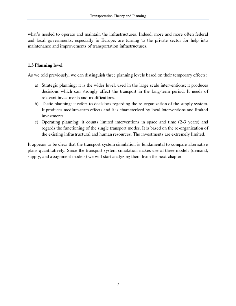 Anteprima della tesi: Transportation Theory and Planning, Pagina 8