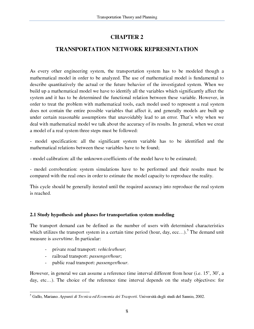 Anteprima della tesi: Transportation Theory and Planning, Pagina 9