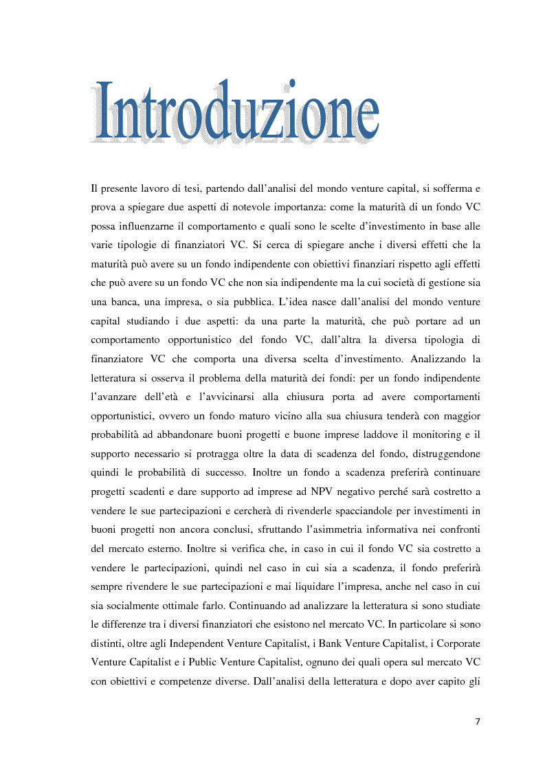 Anteprima della tesi: Maturità e scelte d’investimento delle varie tipologie di Venture Capital, Pagina 2