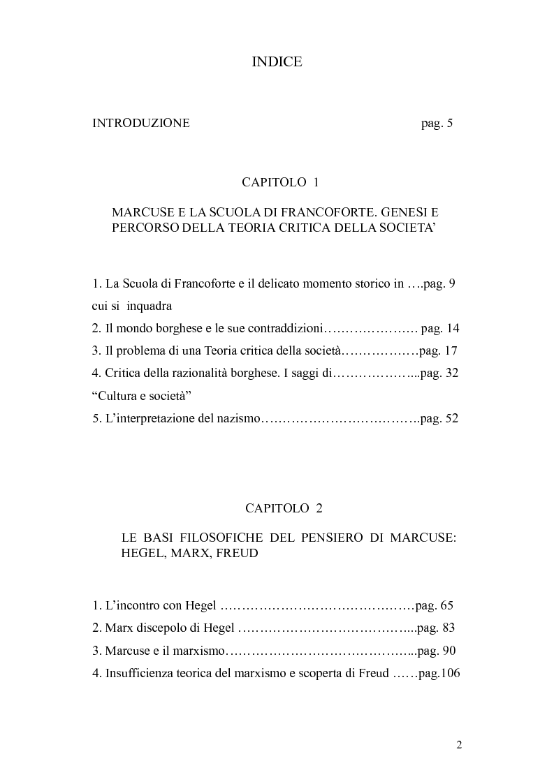 Indice della tesi: Herbert Marcuse, tra Marxismo e Teoria Critica , Pagina 1