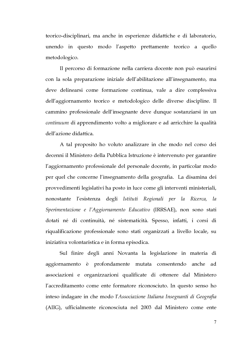 Anteprima della tesi: Percorsi di formazione e aggiornamento per l'insegnamento della geografia nella scuola di base, Pagina 5
