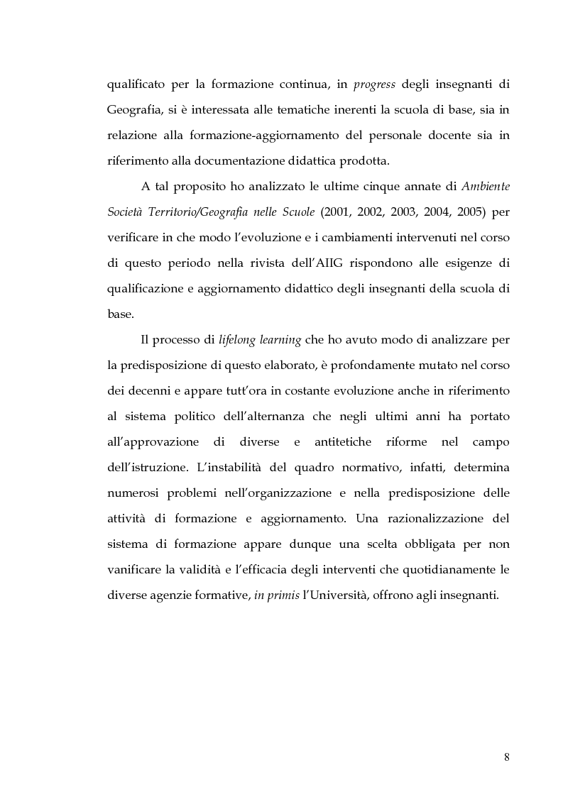 Anteprima della tesi: Percorsi di formazione e aggiornamento per l'insegnamento della geografia nella scuola di base, Pagina 6