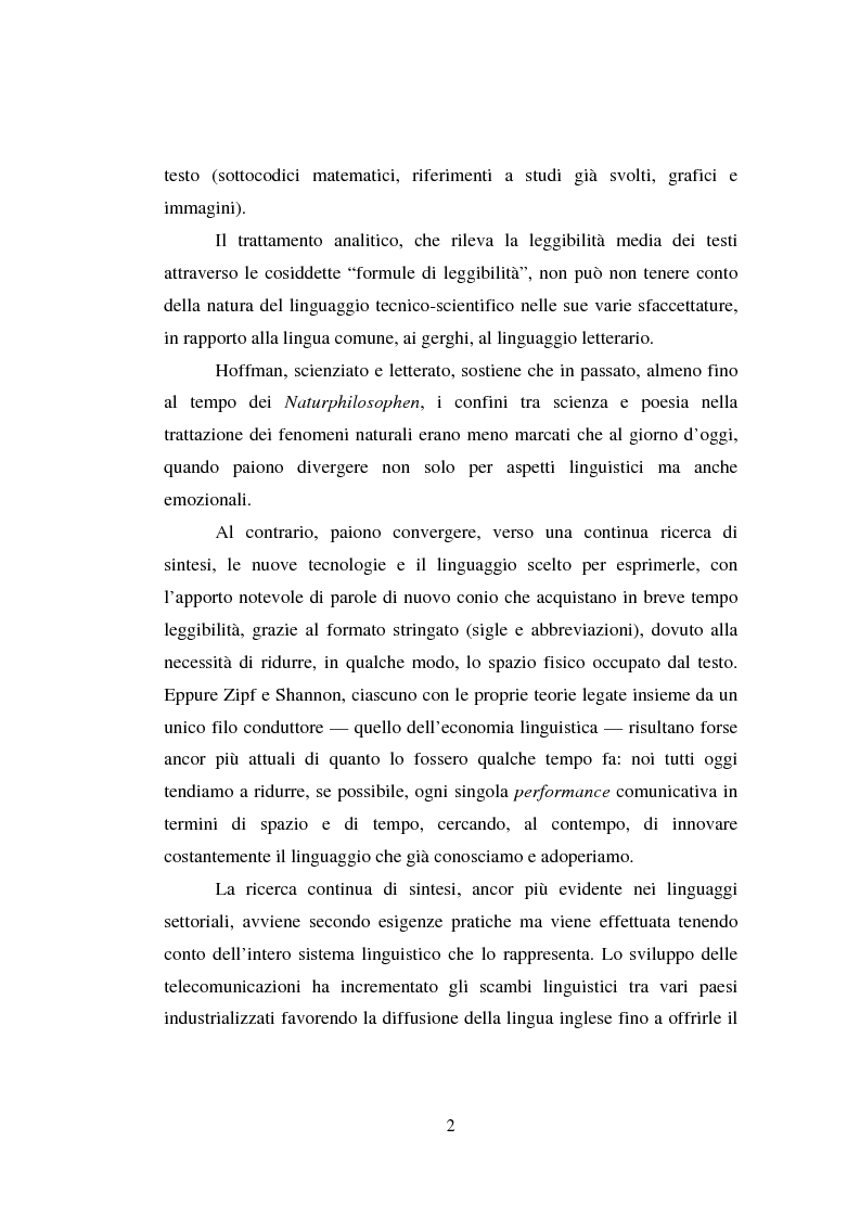 Anteprima della tesi: Comunicazione Scientifica, Leggibilità, Divulgazione, Pagina 3