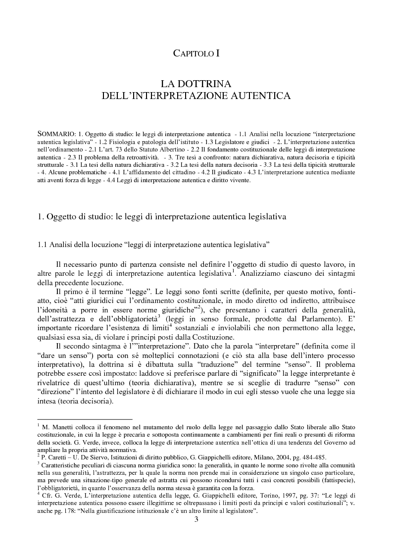 Anteprima della tesi: L'interpretazione autentica nella giurisprudenza costituzionale recente, Pagina 4