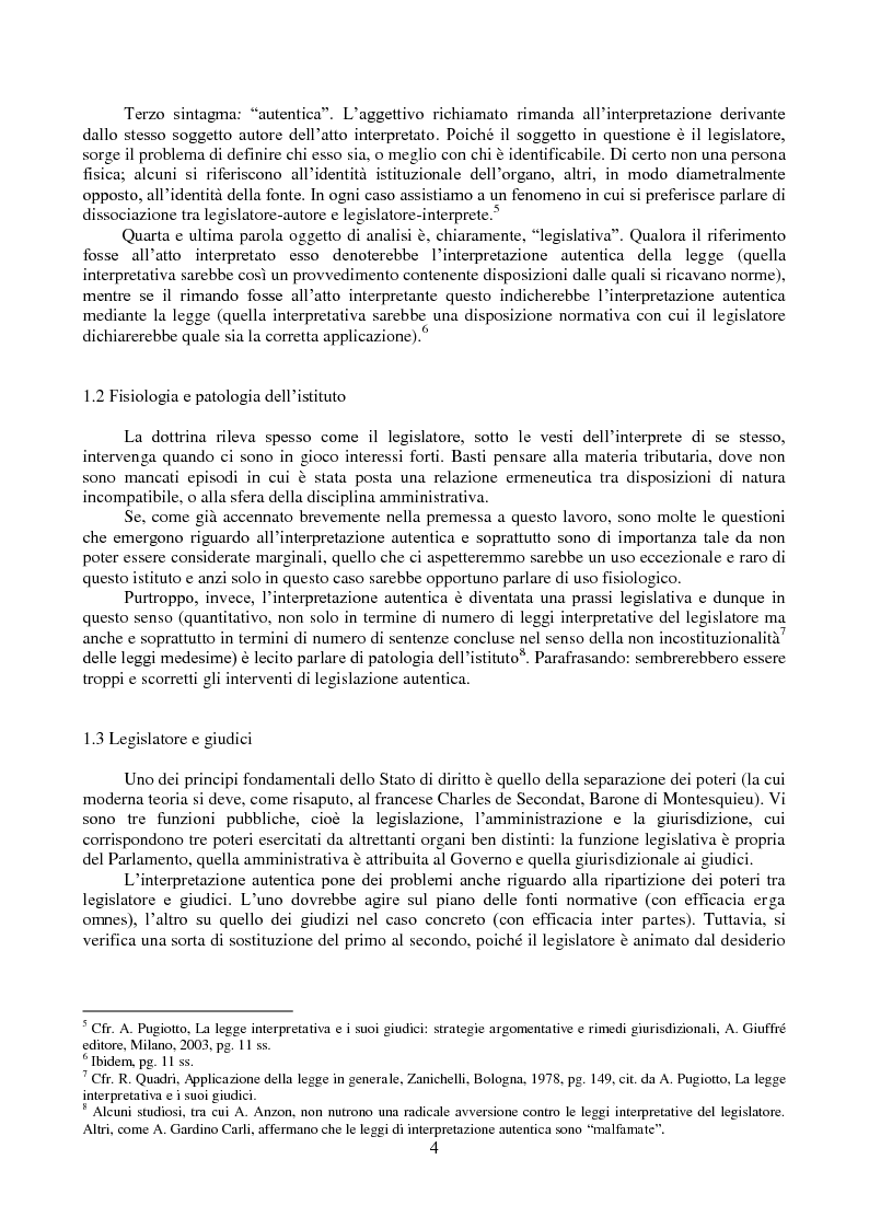 Anteprima della tesi: L'interpretazione autentica nella giurisprudenza costituzionale recente, Pagina 5