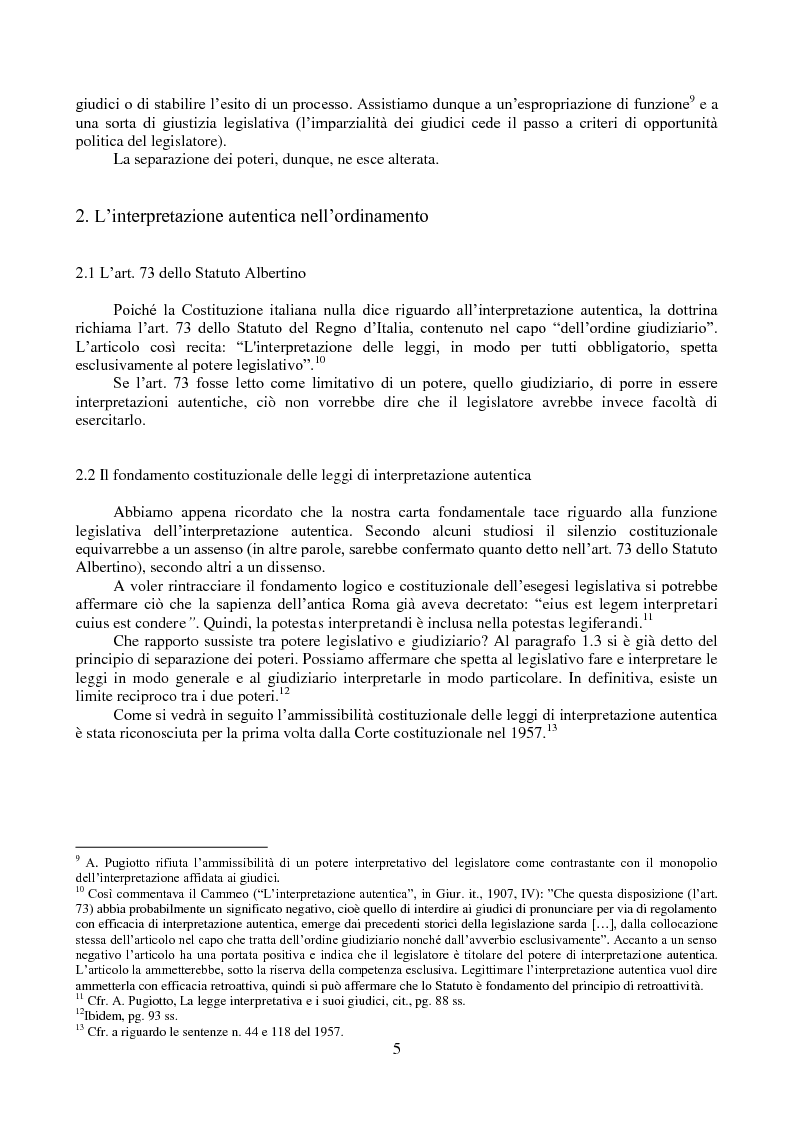 Anteprima della tesi: L'interpretazione autentica nella giurisprudenza costituzionale recente, Pagina 6