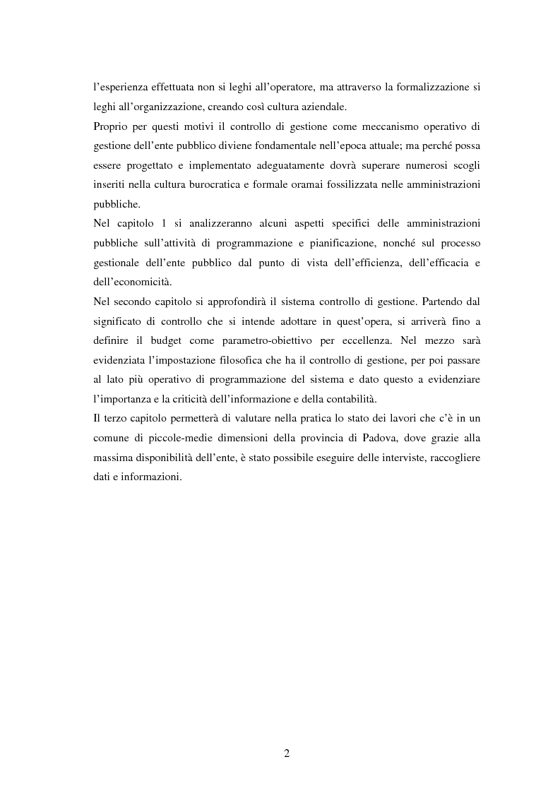 Anteprima della tesi: Il controllo di gestione negli enti locali. Il caso del comune di Selvazzano Dentro., Pagina 3