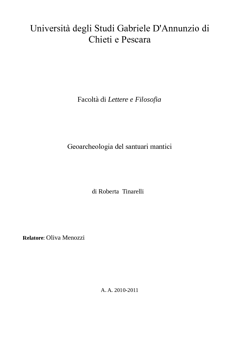 Anteprima della tesi: Geoarcheologia del santuari mantici, Pagina 1