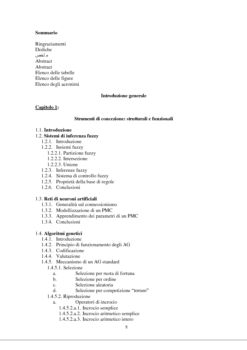 Indice della tesi: Modellizzazione & comando dei sistemi industriali complessi per mezzo delle tecniche intelligenti, Pagina 1