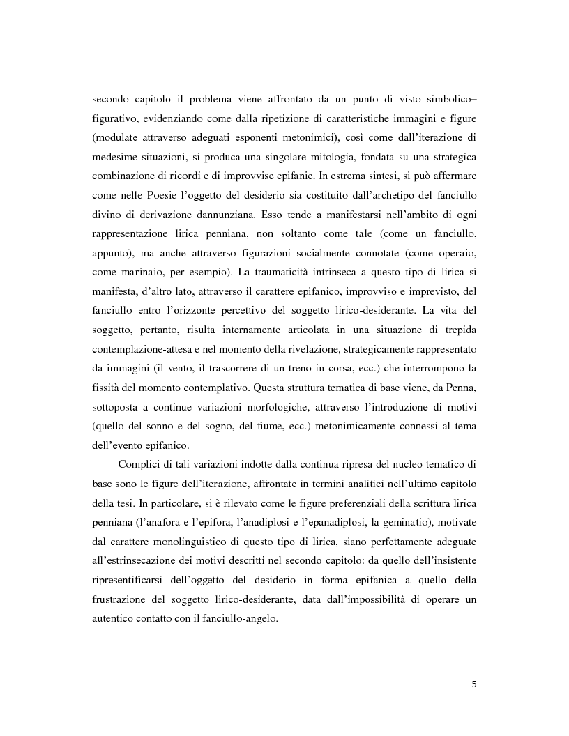 Anteprima della tesi: Iterazione e circolarità nella poesia di Sandro Penna, Pagina 5