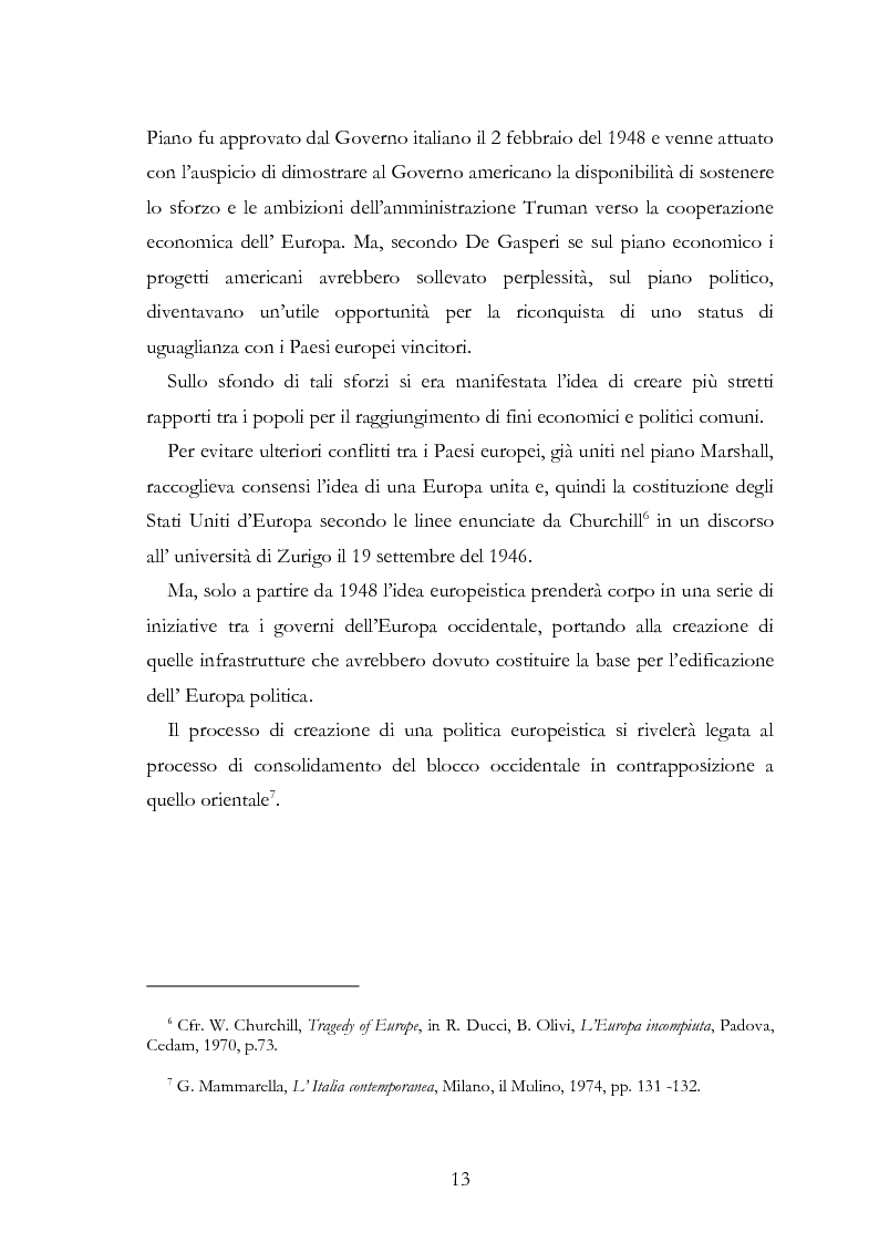 Anteprima della tesi: L’Europa secondo De Gasperi: proposte istituzionali e prospettive teoriche negli anni della ricostruzione, Pagina 12