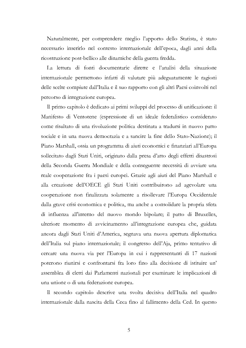 Anteprima della tesi: L’Europa secondo De Gasperi: proposte istituzionali e prospettive teoriche negli anni della ricostruzione, Pagina 4