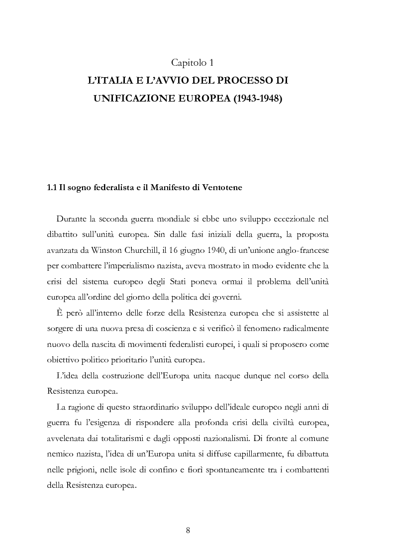 Anteprima della tesi: L’Europa secondo De Gasperi: proposte istituzionali e prospettive teoriche negli anni della ricostruzione, Pagina 7