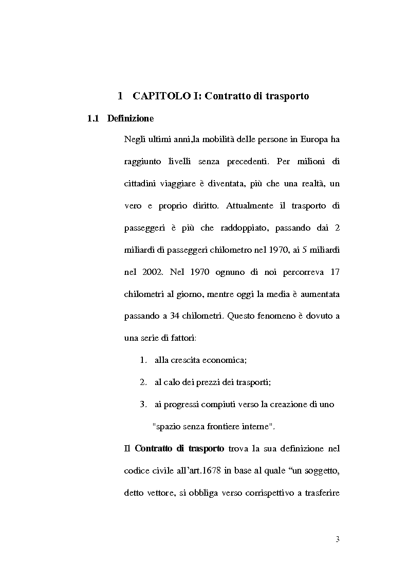 Anteprima della tesi: La responsabilità del vettore nel trasporto di persone, Pagina 3