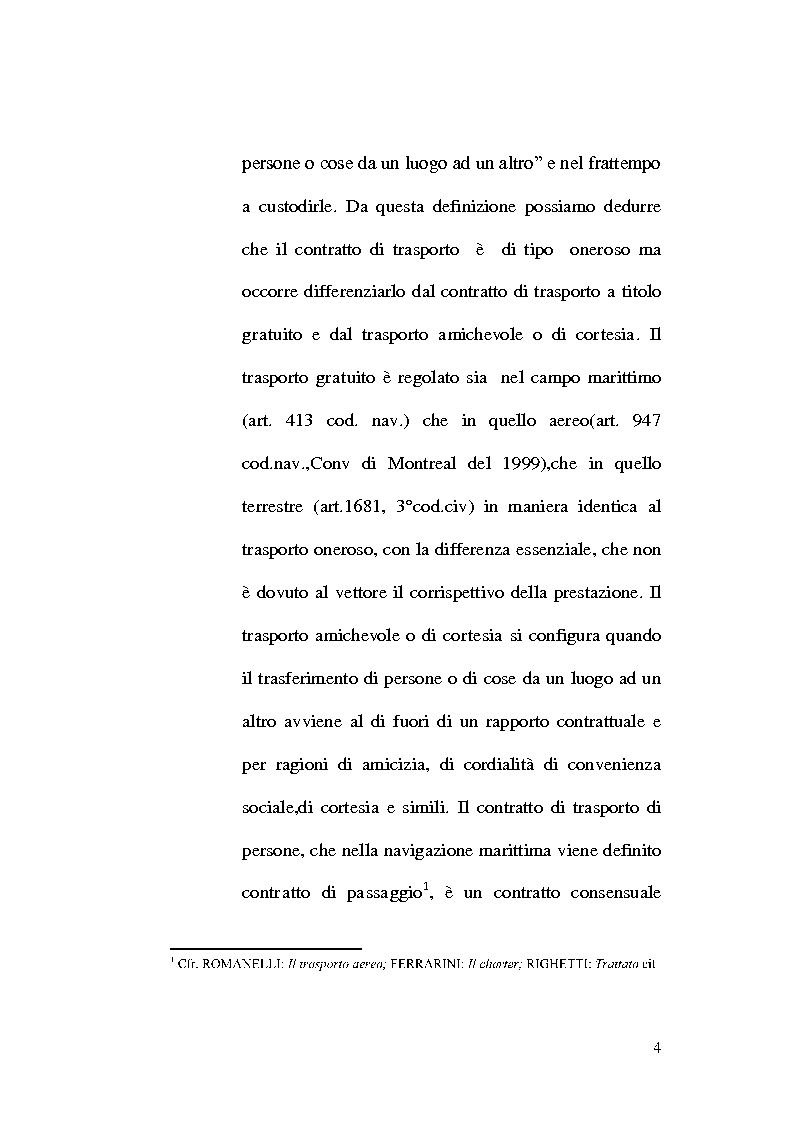 Anteprima della tesi: La responsabilità del vettore nel trasporto di persone, Pagina 4