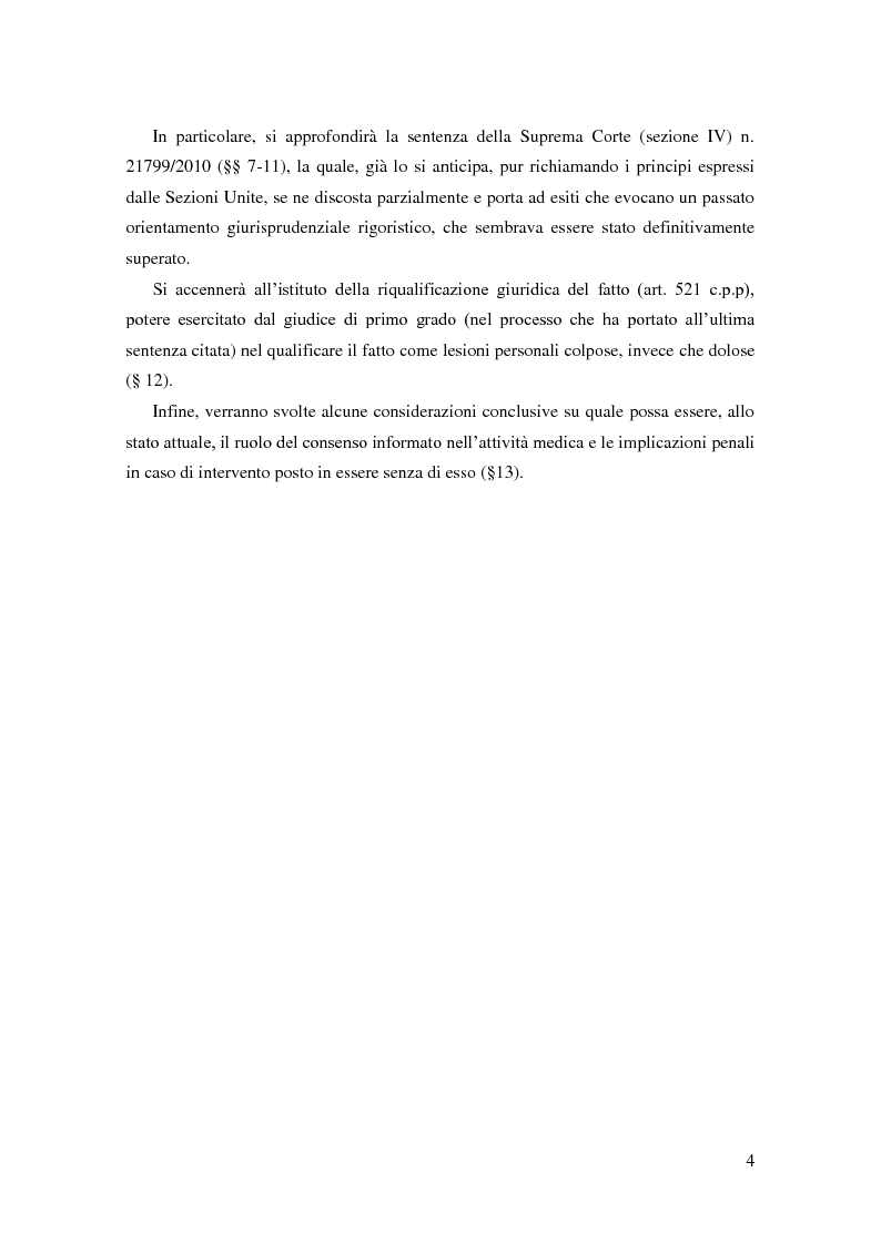 Anteprima della tesi: Il ruolo del consenso informato nella responsabilità medica: una questione aperta anche dopo l'intervento delle Sezioni Unite (Cass., SSUU, 18 dicembre 2008, Giulini), Pagina 3