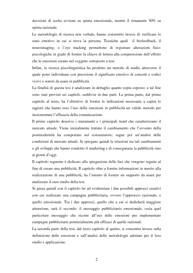 Anteprima della tesi: Il ruolo delle emozioni in pubblicità: analisi del caso aziendale CheBanca!, Pagina 3