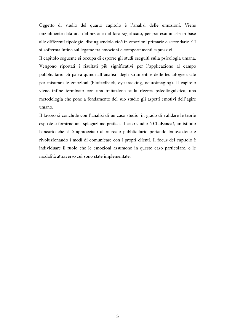 Anteprima della tesi: Il ruolo delle emozioni in pubblicità: analisi del caso aziendale CheBanca!, Pagina 4
