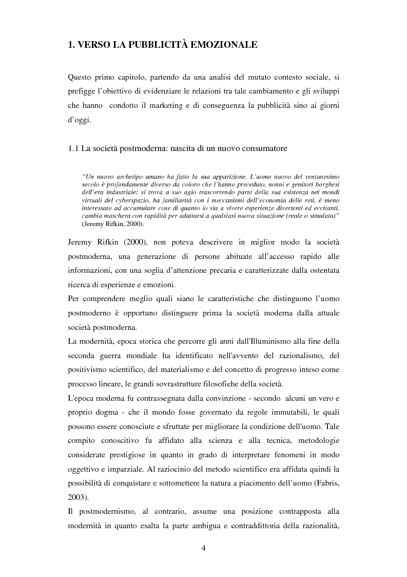 Anteprima della tesi: Il ruolo delle emozioni in pubblicità: analisi del caso aziendale CheBanca!, Pagina 5