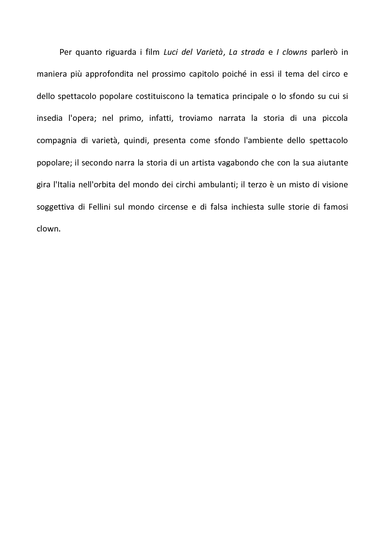 Anteprima della tesi: Fellini e il circo. Analisi di una passione, Pagina 6