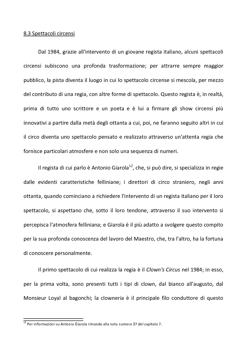 Anteprima della tesi: Fellini e il circo. Analisi di una passione, Pagina 7