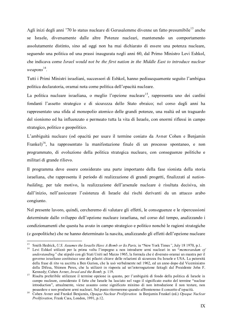 Anteprima della tesi: L'opzione nucleare nella geopolitica e nella strategia israeliana, Pagina 5
