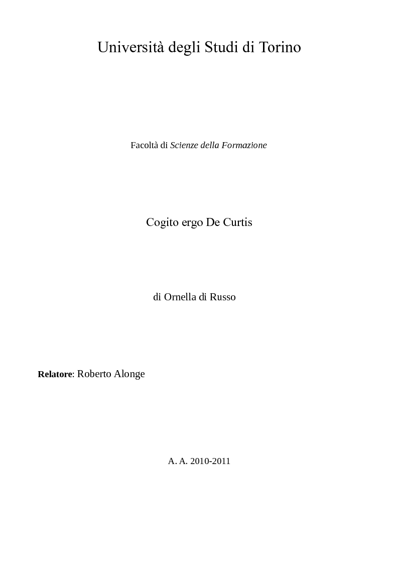 Anteprima della tesi: Cogito ergo De Curtis, Pagina 1