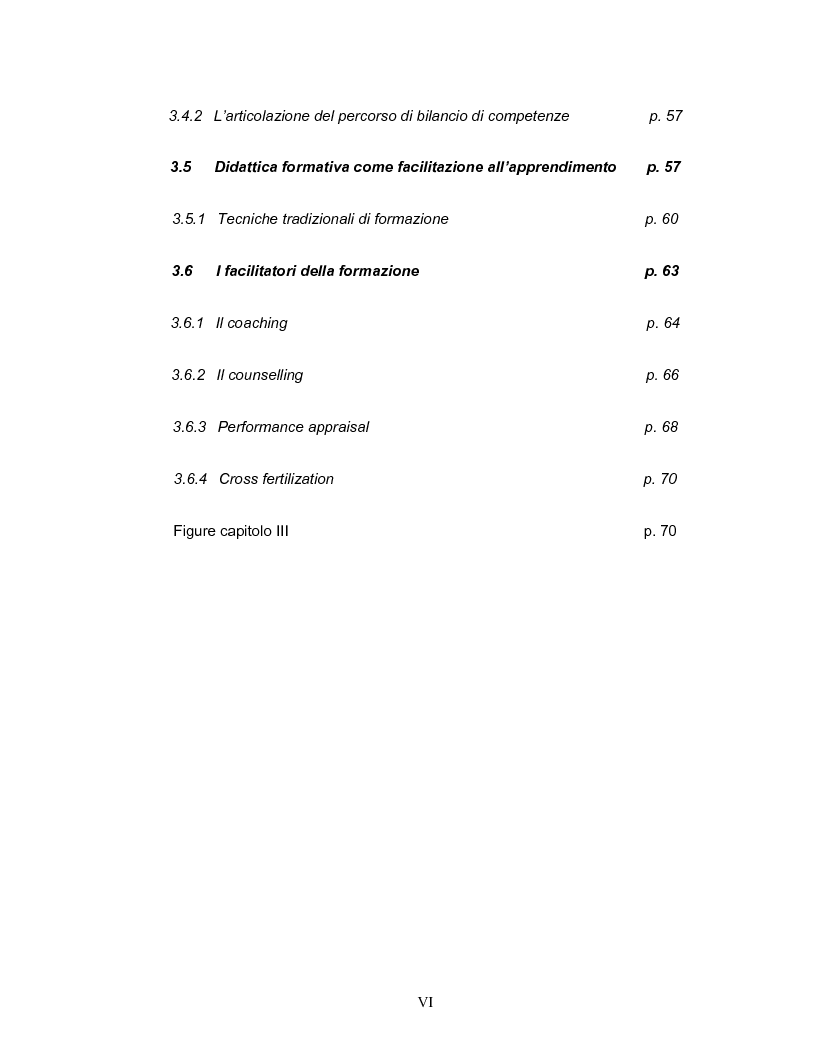 Indice della tesi: Coinvolgimento e partecipazione del personale nello sviluppo delle competenze: persone motivate ad alta professionalità come valore strategico per la creazione di know-how organizzativo, Pagina 4