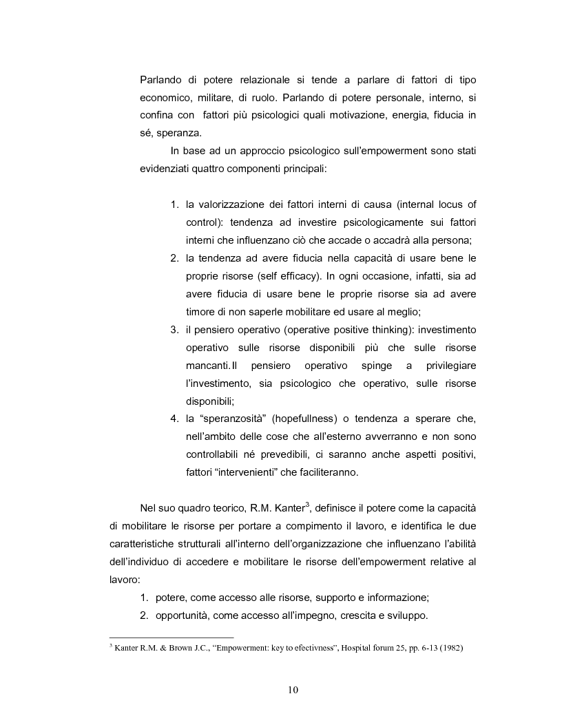 Anteprima della tesi: Coinvolgimento e partecipazione del personale nello sviluppo delle competenze: persone motivate ad alta professionalità come valore strategico per la creazione di know-how organizzativo, Pagina 11