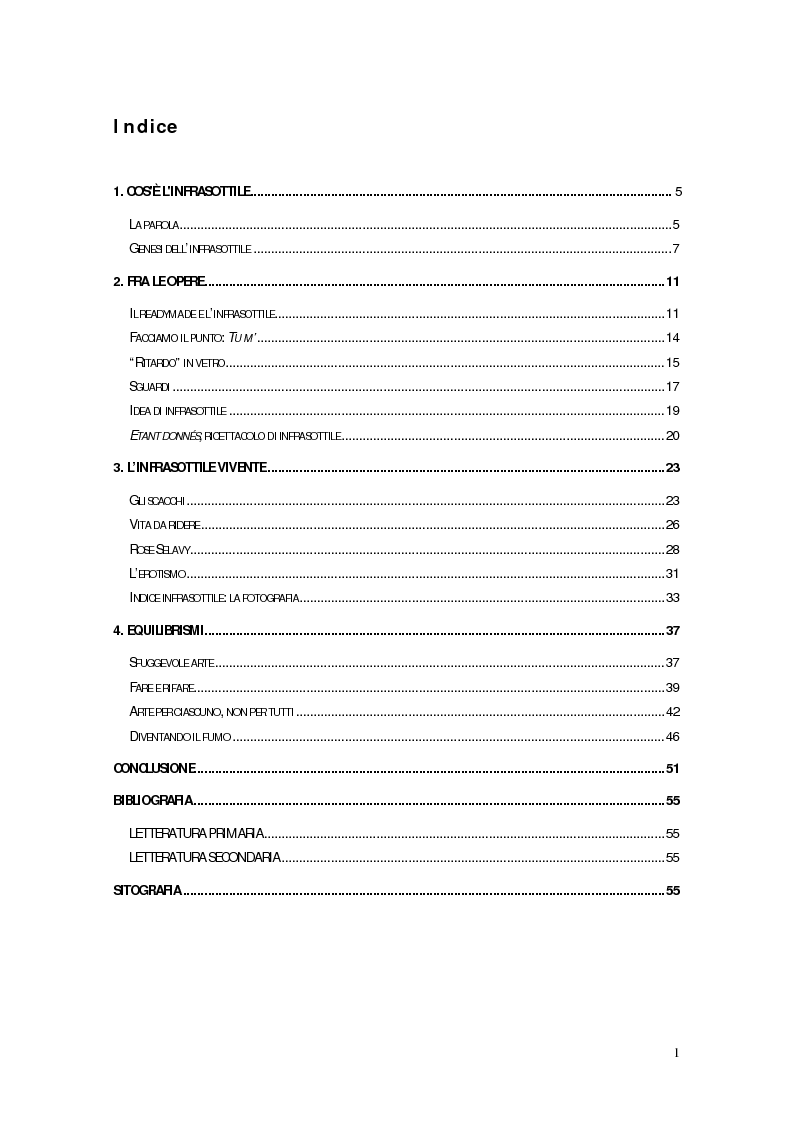 Indice della tesi: Infrasottile: catturare il cambiamento, Pagina 1