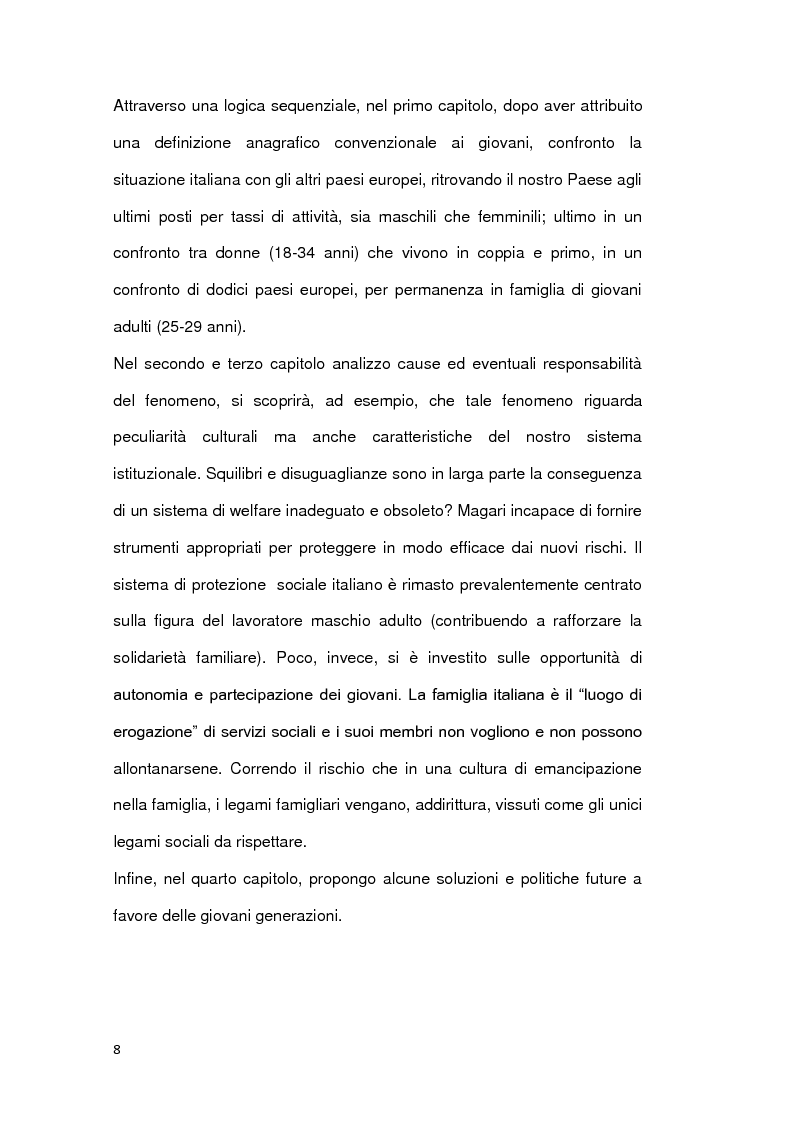 Anteprima della tesi: Le ragioni della permanenza in famiglia dei giovani adulti italiani, Pagina 3