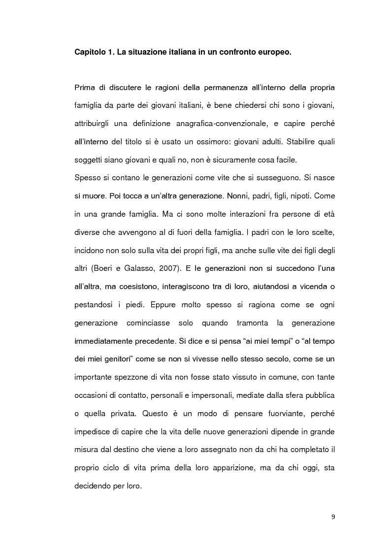 Anteprima della tesi: Le ragioni della permanenza in famiglia dei giovani adulti italiani, Pagina 4