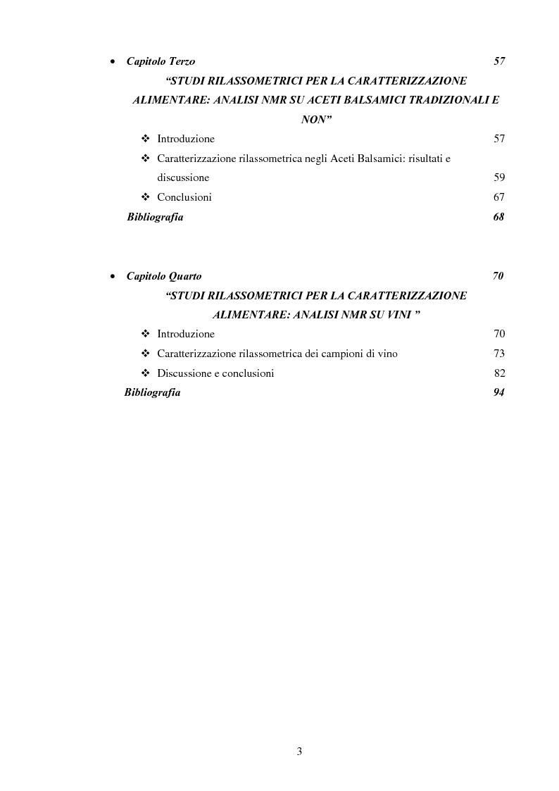 Indice della tesi: Caratterizzazione rilassometrica di vini ed aceti, Pagina 2
