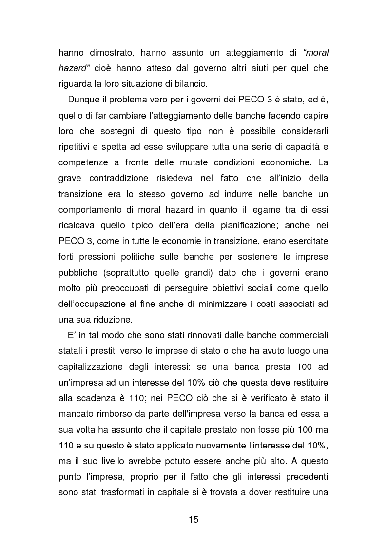 Anteprima della tesi: Risanamento e privatizzazione nel sistema bancario dei PECO 3 (Polonia , Ungheria , Repubblica Ceca), Pagina 14